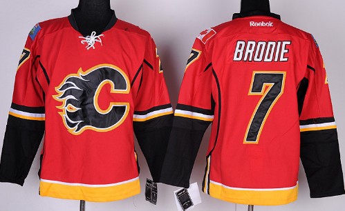 T.J. Brodie Calgary Flames red jersey