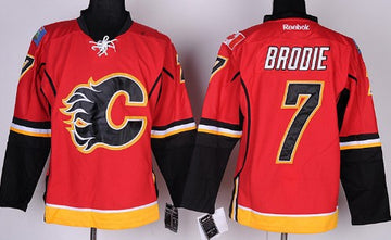 T.J. Brodie Calgary Flames red jersey