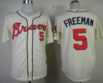 Freddie Freeman Atlanta Braves cream jersey