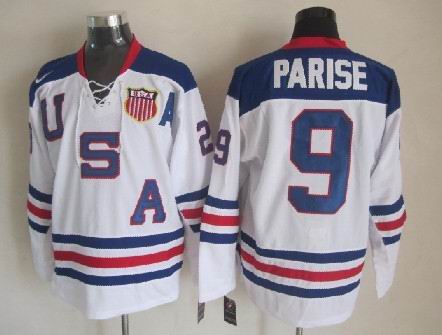 Zach Parise Team USA Hockey white jersey