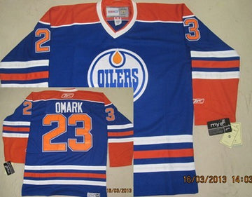 Linus Omark Edmonton Oilers royal Throwback jersey