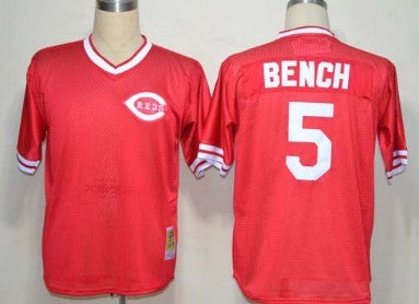 Johnny Bench Mesh Batting Practice Cincinnati Reds red Throwback jersey