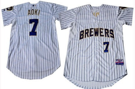 Norichika Aoki Milwaukee Brewers white jersey