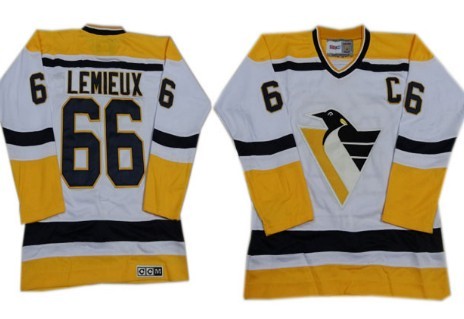 Mario Lemieux Pittsburgh Penguins white Throwback jersey