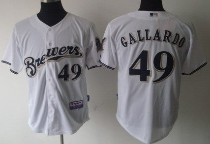 Yovani Gallardo Milwaukee Brewers white jersey