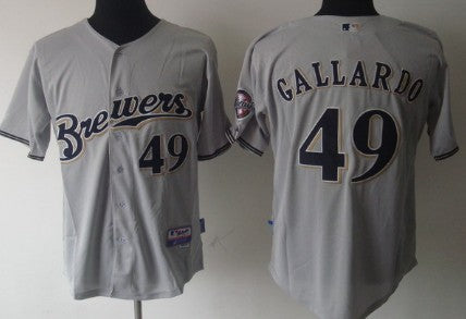 Yovani Gallardo Milwaukee Brewers gray jersey