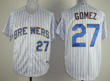 Carlos Gomez Milwaukee Brewers white jersey