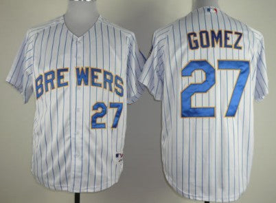 Carlos Gomez Milwaukee Brewers white jersey