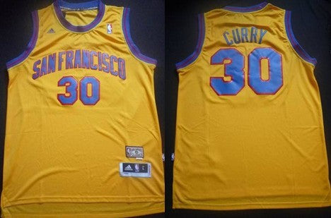 San Francisco Stephen Curry Aba Hardwood Golden State Warriors yellow Classic jersey