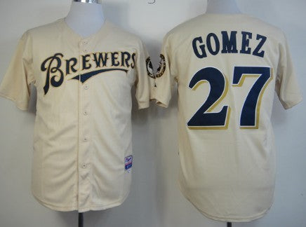 Carlos Gomez Milwaukee Brewers cream jersey