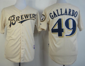 Yovani Gallardo Milwaukee Brewers cream jersey