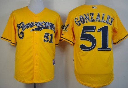 Michael Gonzalez Milwaukee Brewers yellow jersey