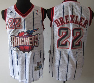 Clyde Drexler Aba Hardwood Houston Rockets white Classic jersey