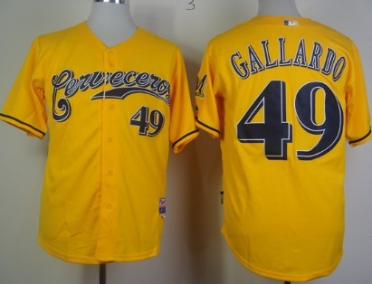 Yovani Gallardo Milwaukee Brewers yellow jersey