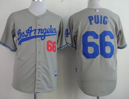 Yasiel Puig Los Angeles Dodgers gray jersey