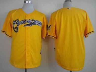 Custom Milwaukee Brewers yellow jersey