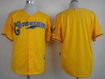 Custom Milwaukee Brewers yellow jersey