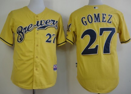 Carlos Gomez Milwaukee Brewers yellow jersey