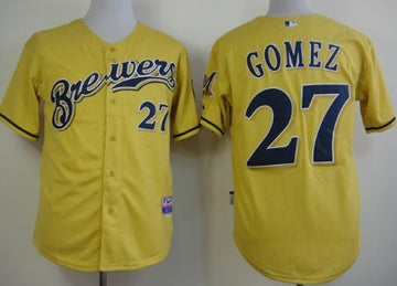 Carlos Gomez Milwaukee Brewers yellow jersey