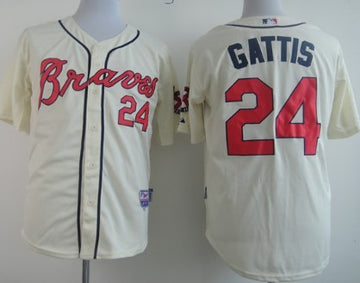 Evan Gattis Atlanta Braves cream jersey