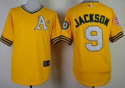 Reggie Jackson Oakland Athletics yellow Throwback jersey