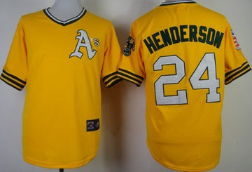 Rickey Henderson Oakland Athletics yellow Throwback jersey