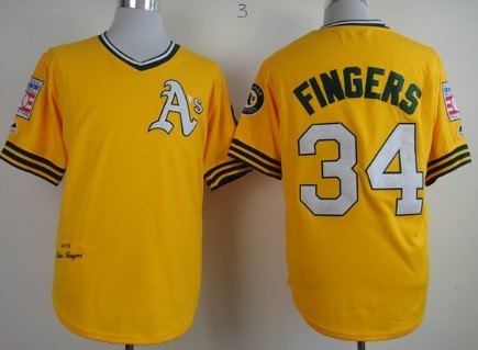 Rollie Fingers Oakland Athletics yellow Throwback jersey
