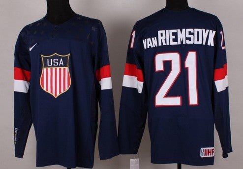 James van Riemsdyk Team USA Hockey navy jersey