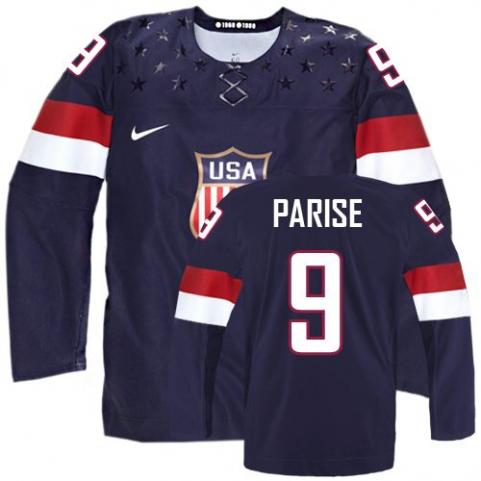 Zach Parise Team USA Hockey navy jersey