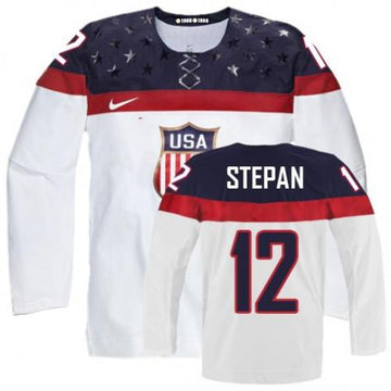 Derek Stepan Team USA Hockey white jersey