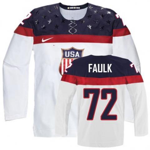 Justin Faulk Team USA Hockey white jersey