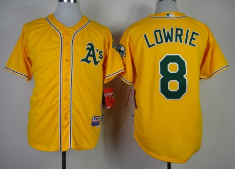 Jed Lowrie Oakland Athletics yellow jersey