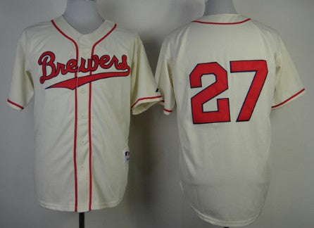 Carlos Gomez Milwaukee Brewers cream jersey