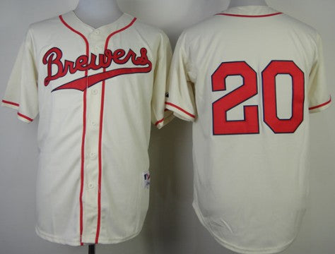 Jonathan Lucroy Milwaukee Brewers cream jersey