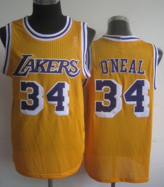 Shaquille O'neal Los Angeles Lakers yellow Throwback jersey