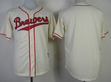 Custom Milwaukee Brewers cream jersey
