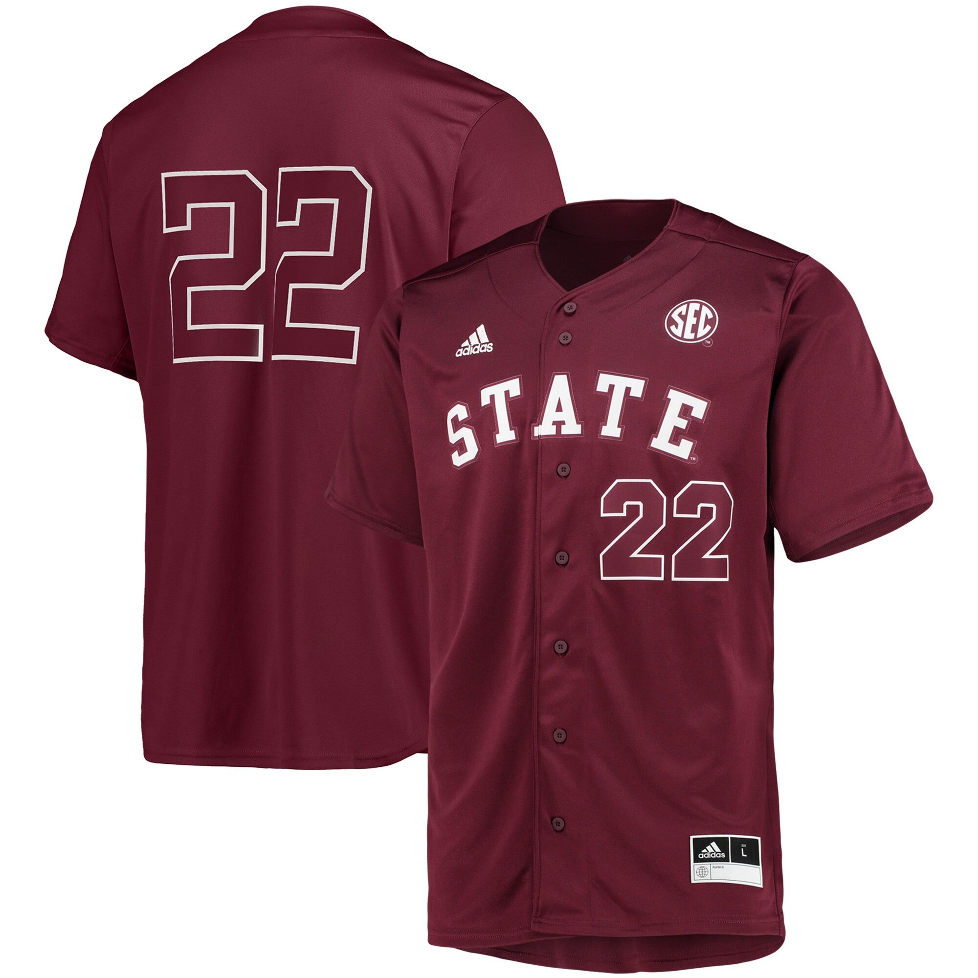 Button-up Mississippi State Bulldogs maroon jersey