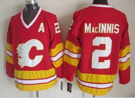 Al MacInnis Calgary Flames red Throwback jersey