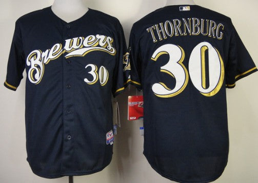 Tyler Thornburg Milwaukee Brewers navy jersey