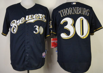 Tyler Thornburg Milwaukee Brewers navy jersey