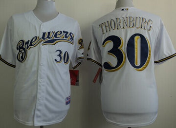 Tyler Thornburg Milwaukee Brewers white jersey