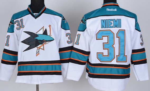 Antti Niemi San Jose Sharks white jersey