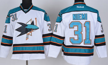 Antti Niemi San Jose Sharks white jersey