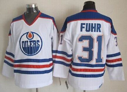 Grant Fuhr Edmonton Oilers white Throwback jersey