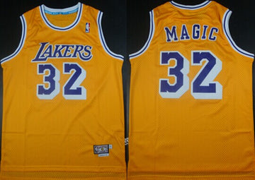 Magic Nickname Los Angeles Lakers yellow Throwback jersey