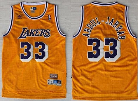 Kareem Abdul-Jabbar Los Angeles Lakers yellow Throwback jersey