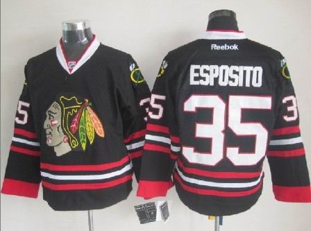 Tony Esposito Chicago Blackhawks black jersey