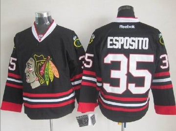 Tony Esposito Chicago Blackhawks black jersey