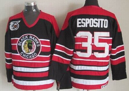 Tony Esposito Chicago Blackhawks black Throwback jersey
