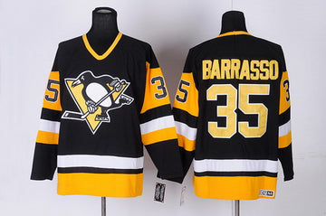 Tom Barrasso Pittsburgh Penguins black Throwback jersey